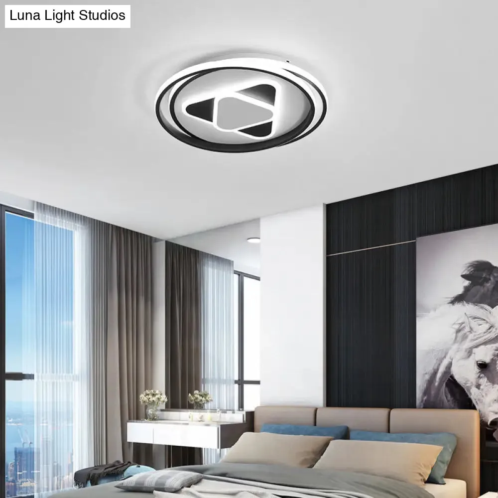 Contemporary Black Triangle Flush Mount LED Ceiling Light - 16.5"/20.5" Wide - Warm/3 Color Lighting