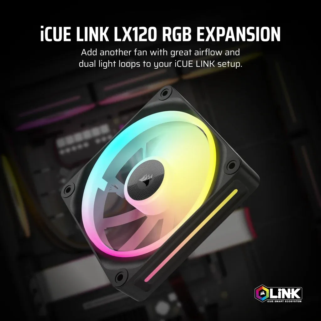 Corsair iCUE LINK LX120 RGB EXPANSION Black 120mm PWM PC Case Fan (CO-9051025-WW)