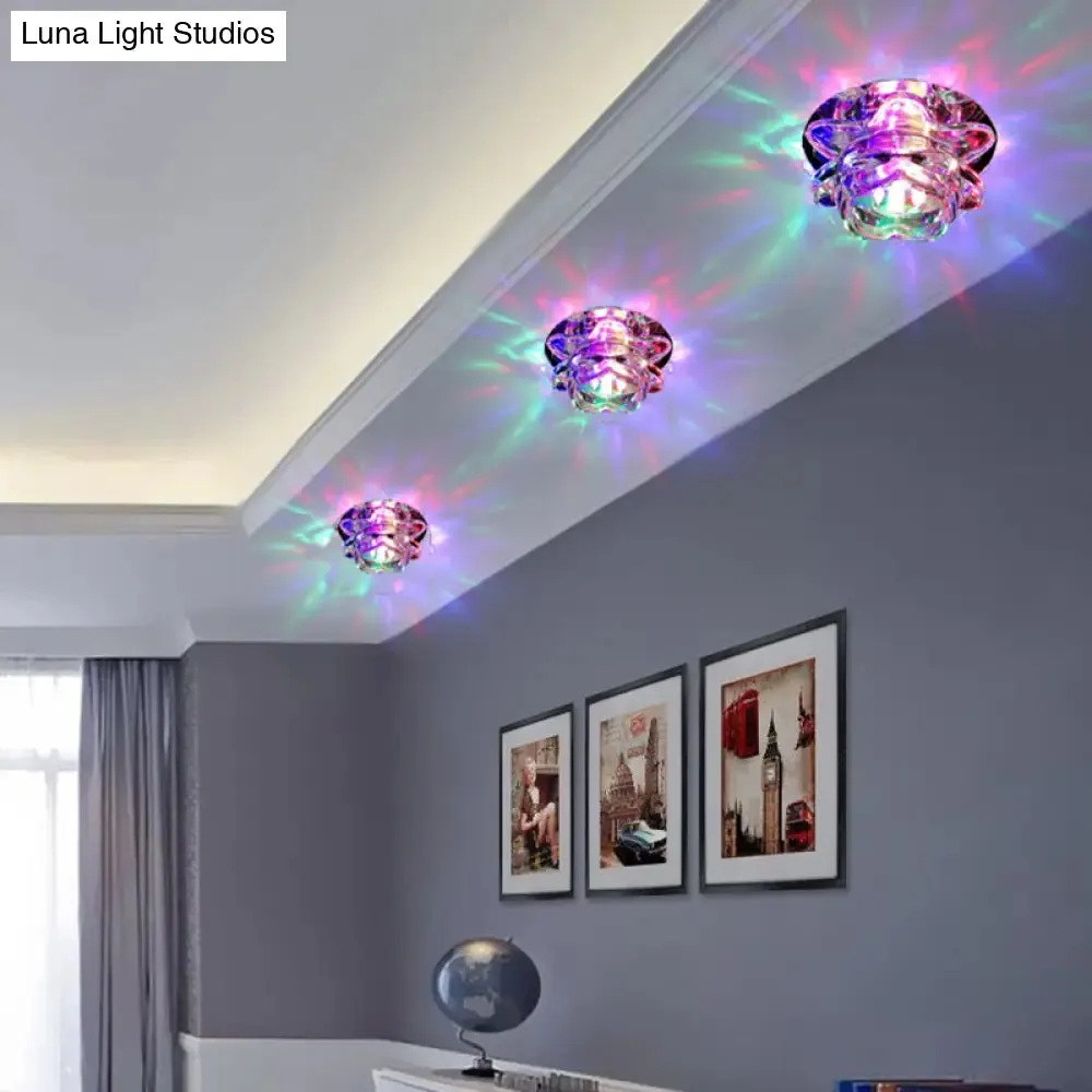 Crystal Clear Lotus Flush Mount LED Light - Minimalist Ceiling Fixture for Passageway