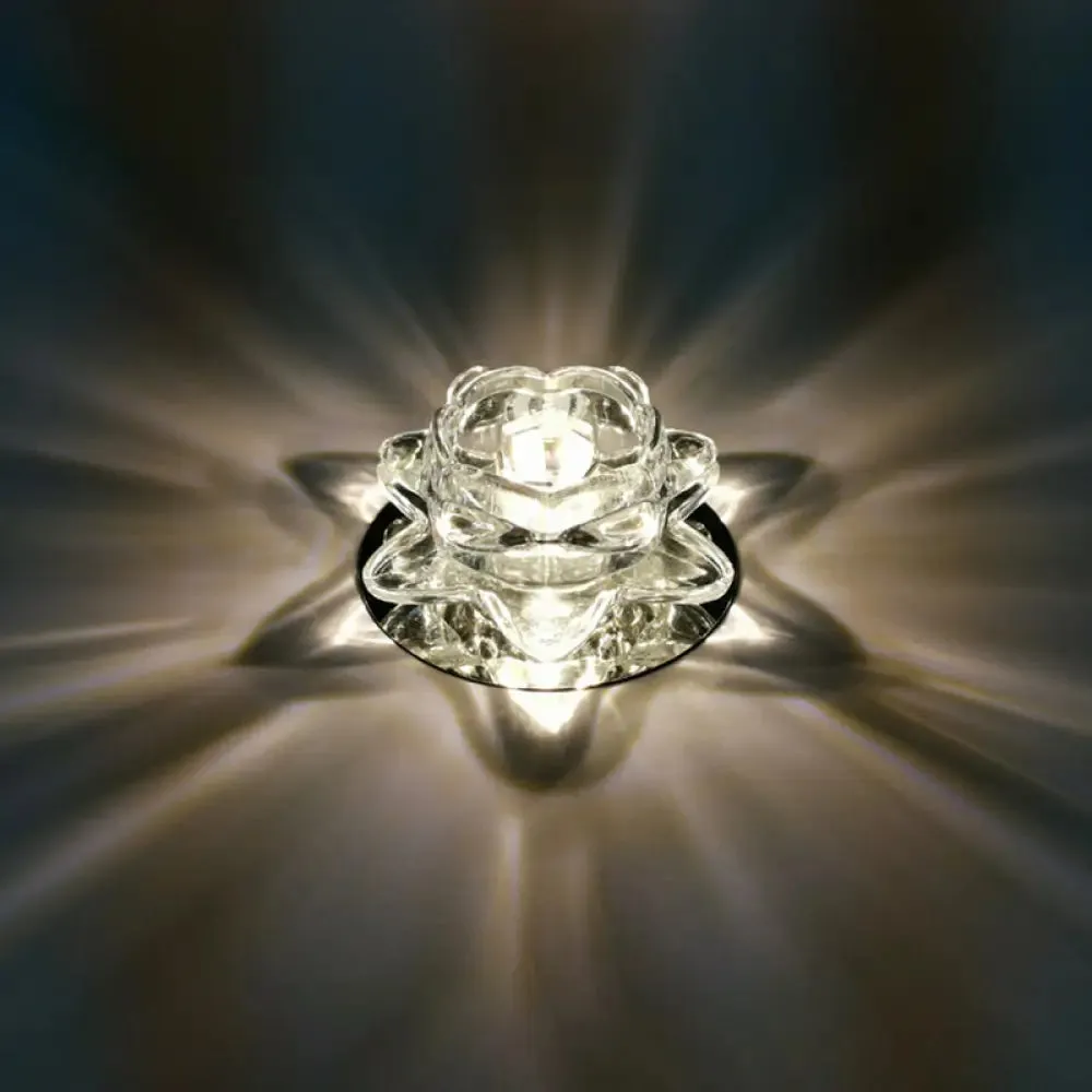 Crystal Clear Lotus Flush Mount LED Light - Minimalist Ceiling Fixture for Passageway