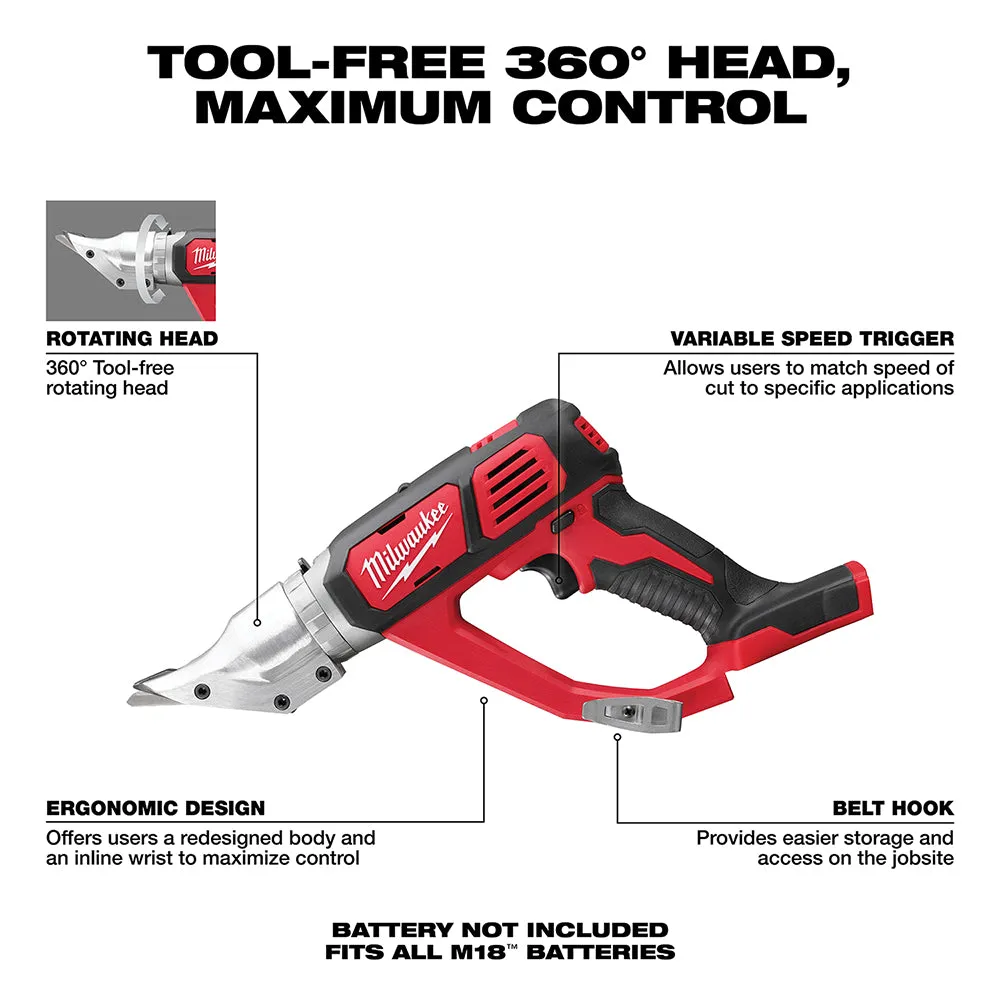 Cut Shear - Milwaukee M18™ Cordless 18 Gauge Double Cut Shear (Tool Only), 2635-20