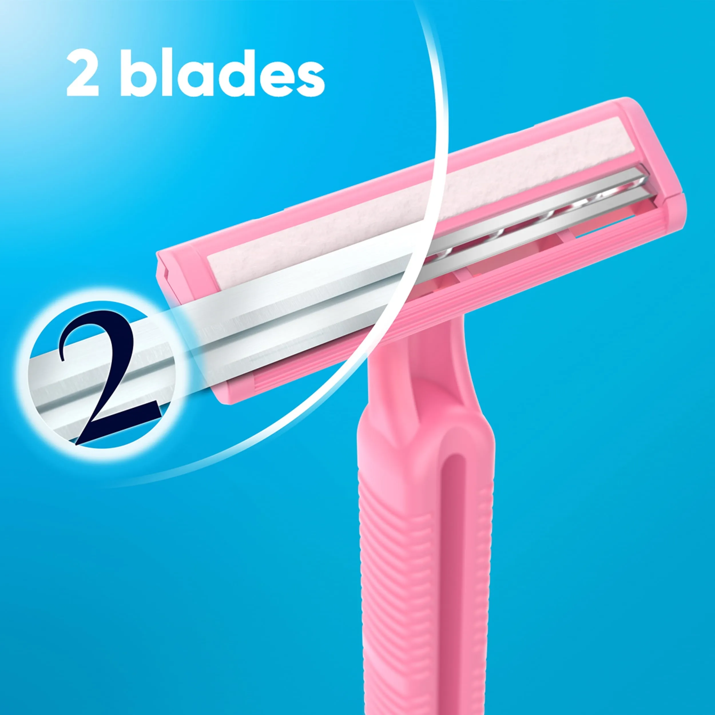 Daisy Gillette Disposable Razors for Women, 2-Bladed, 18 Count, Pink