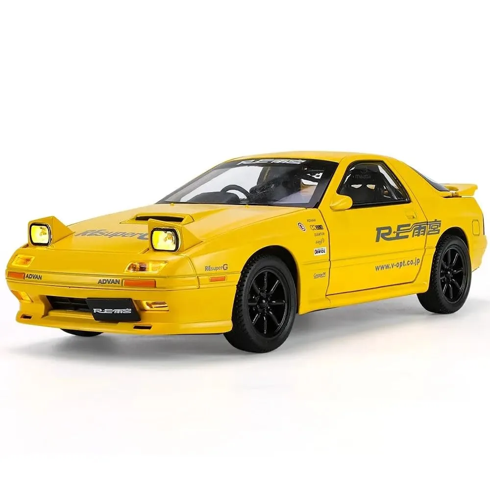 DIE CAST METAL CAR MAZDA RX7 WITH FAMOUS POPUP HEADLIGHT FUNCTION WITH LIGHT & MUSIC FOR KIDS BEST BIRTHDAY GIFT FOR KIDS  [ COLOR AS PER STOCK ]