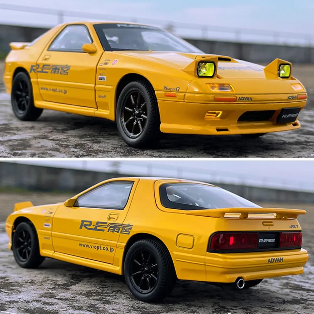 DIE CAST METAL CAR MAZDA RX7 WITH FAMOUS POPUP HEADLIGHT FUNCTION WITH LIGHT & MUSIC FOR KIDS BEST BIRTHDAY GIFT FOR KIDS  [ COLOR AS PER STOCK ]