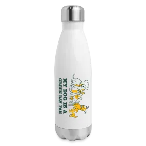 Dog is a GB Fan Insulated Stainless Steel Water Bottle