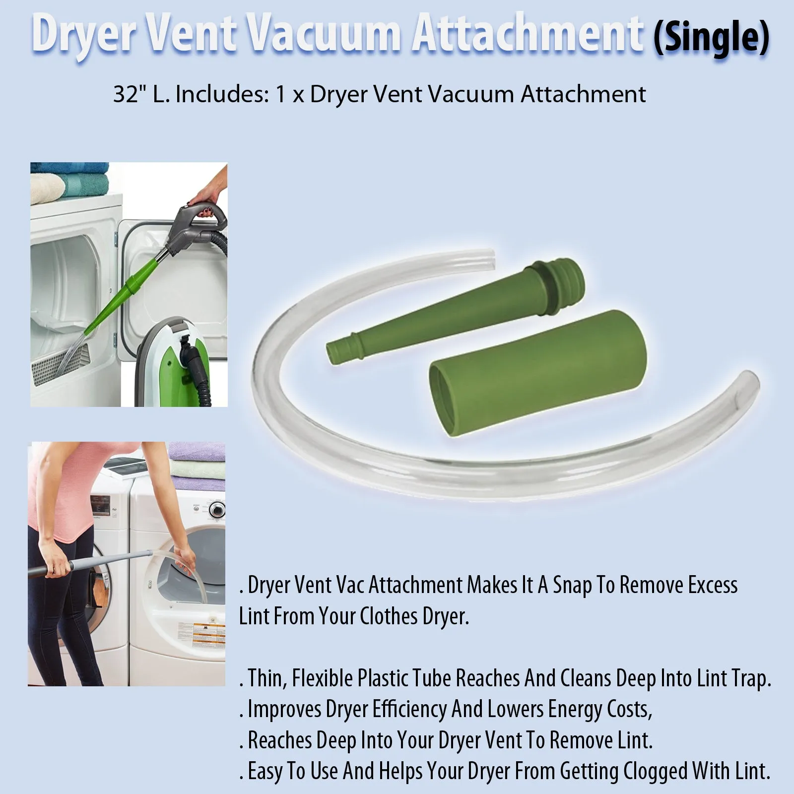 Dryer Vent Vacuum Attachment (Single)