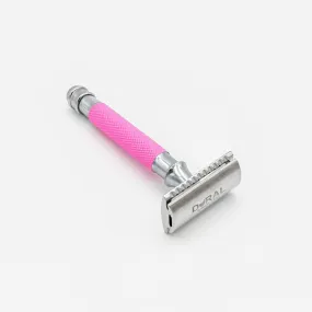 Dural Heavy Stroud Head Double Edge Safety Razor Duty Pink/Silver   Pouch