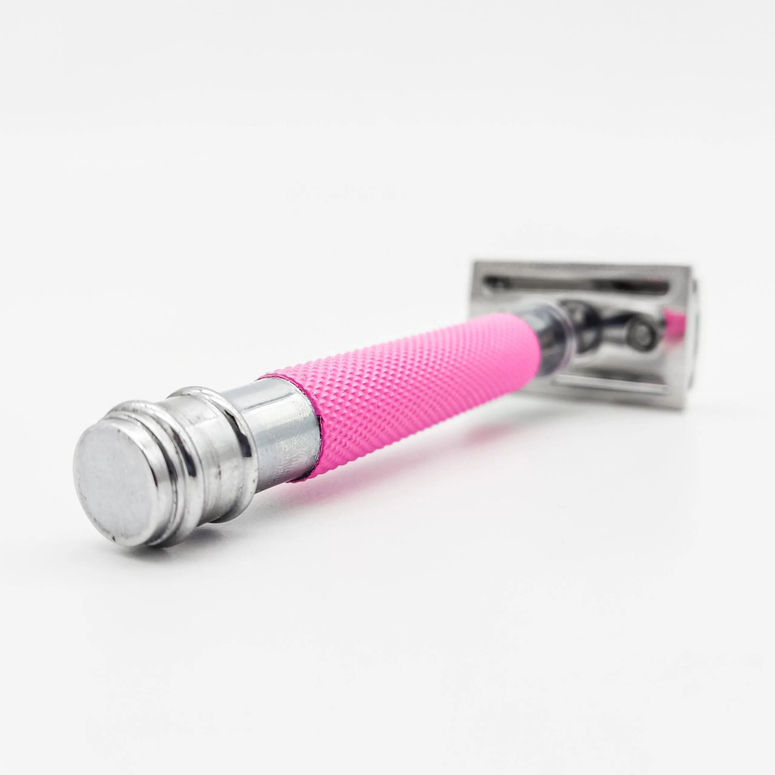 Dural Heavy Stroud Head Double Edge Safety Razor Duty Pink/Silver   Pouch