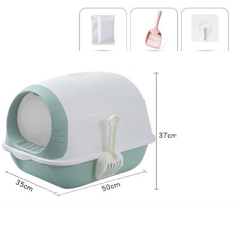 Elevated Semi-closed Litter Suction Deodorant Cat Toilet With Flip Cover