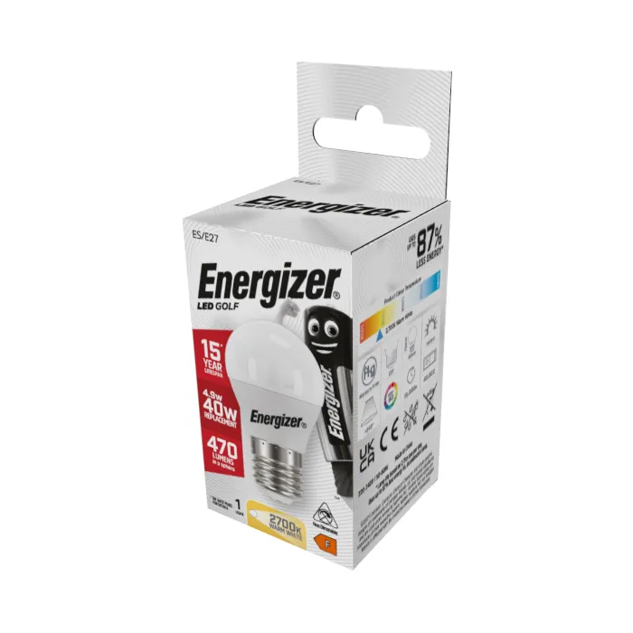 Energizer E27 Golf Ball LED Bulb - 470lm - 6500K (40w Replacement)