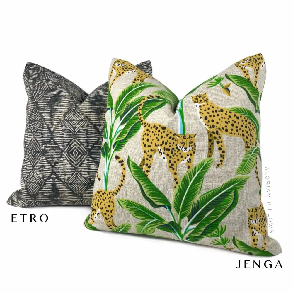 Etro Black Ethnic Diamond Print Indoor Outdoor Pillow Cover