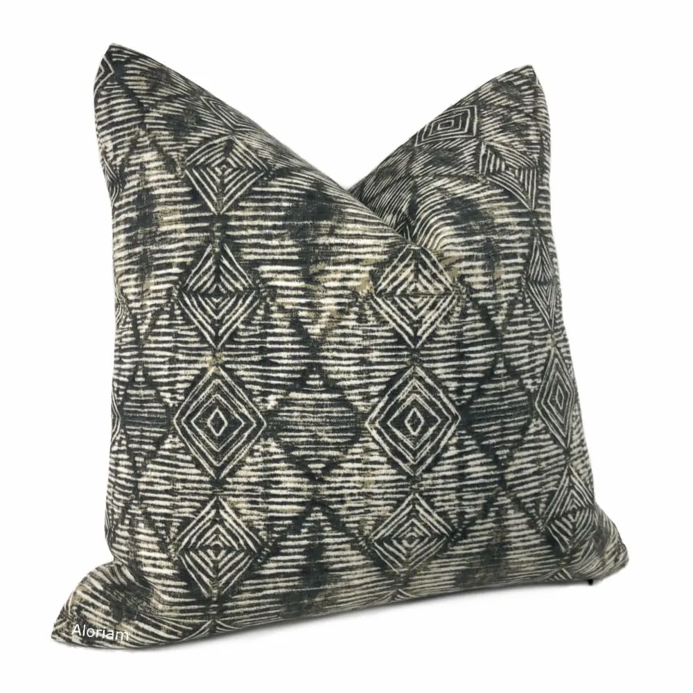 Etro Black Ethnic Diamond Print Indoor Outdoor Pillow Cover