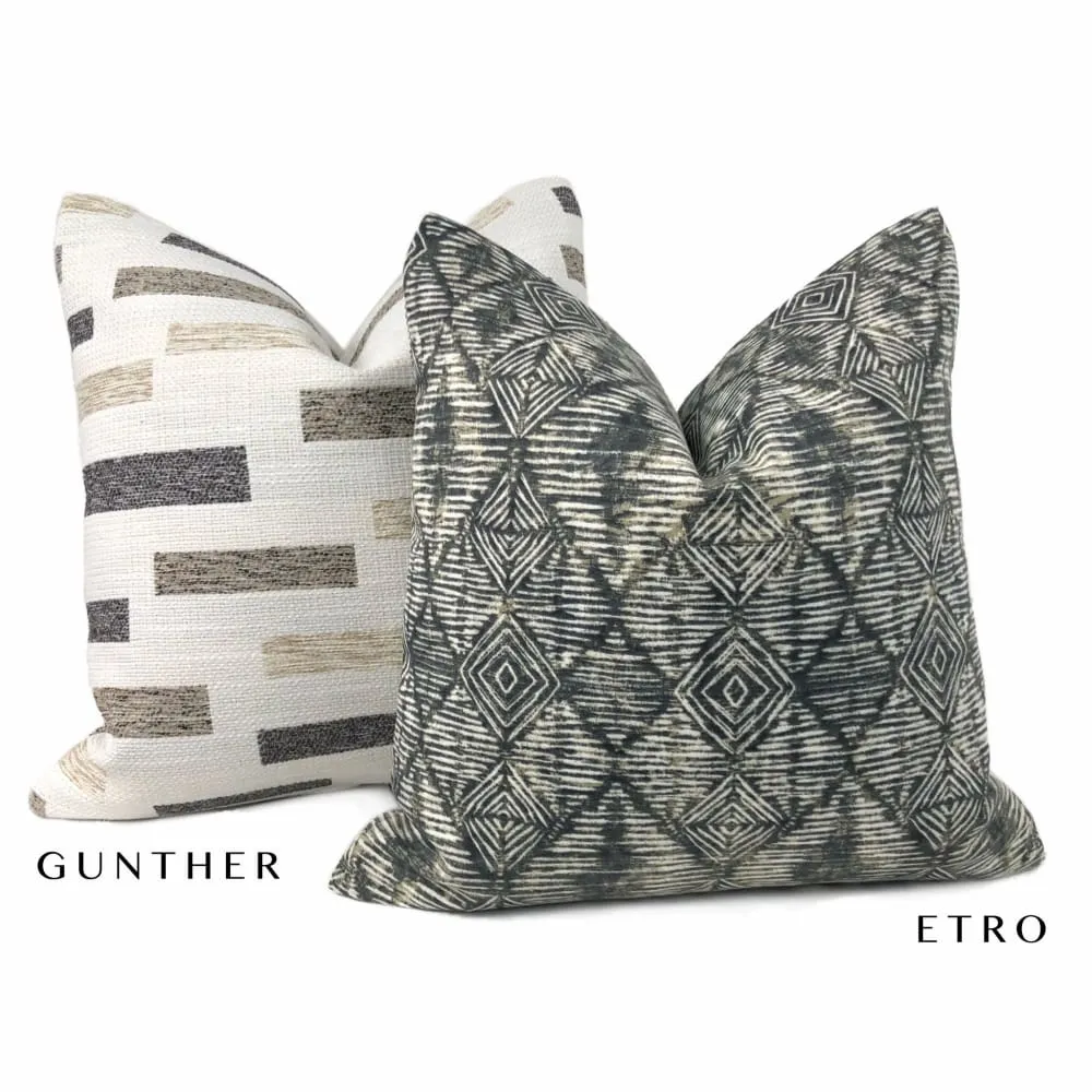 Etro Black Ethnic Diamond Print Indoor Outdoor Pillow Cover