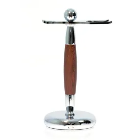 Faux Rosewood Stand for Safety Razor & Shaving Brush