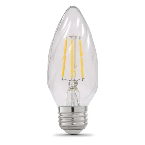 Feit Electric BPF1560/827/FILED LED Bulb, Decorative, F15 Lamp, 60 W Equivalent, E26 Lamp Base, Dimmable, Clear