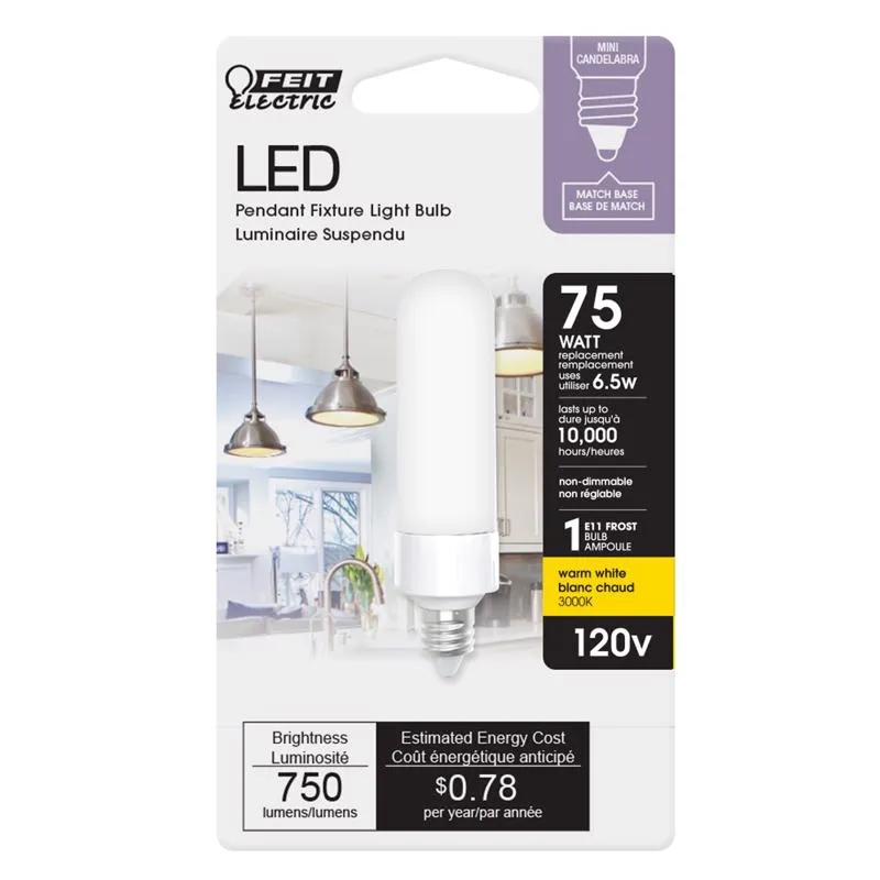 Feit LED Specialty T4 E11 LED Bulb Warm White 75 Watt Equivalence 1 pk