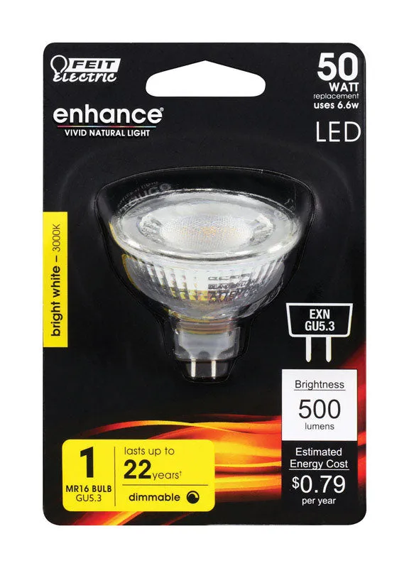 Feit MR16 GU5.3 LED Bulb Bright White 50 Watt Equivalence 1 pk