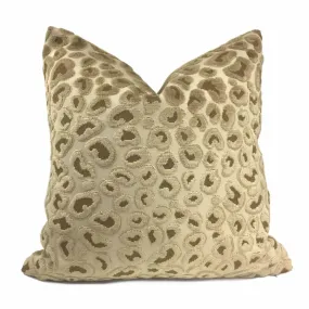 Gold Velvet Leopard Spots Cheetah Animal Pattern Texture Pillow Cover