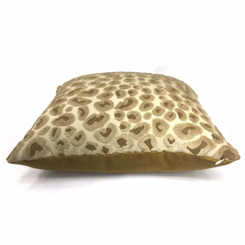 Gold Velvet Leopard Spots Cheetah Animal Pattern Texture Pillow Cover