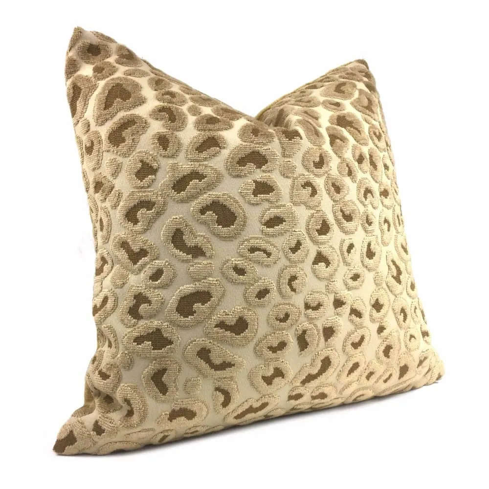 Gold Velvet Leopard Spots Cheetah Animal Pattern Texture Pillow Cover