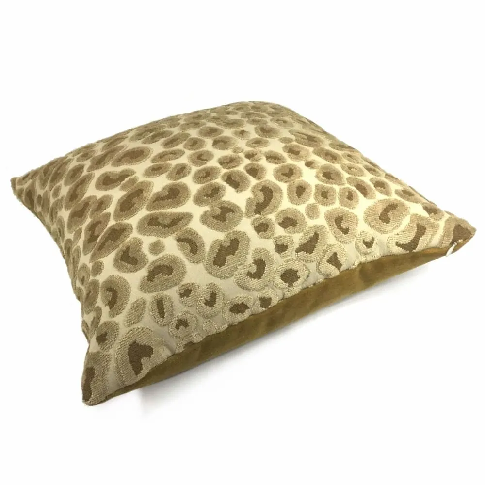 Gold Velvet Leopard Spots Cheetah Animal Pattern Texture Pillow Cover