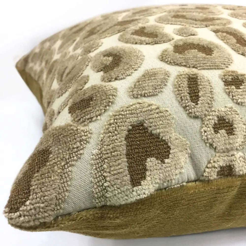 Gold Velvet Leopard Spots Cheetah Animal Pattern Texture Pillow Cover