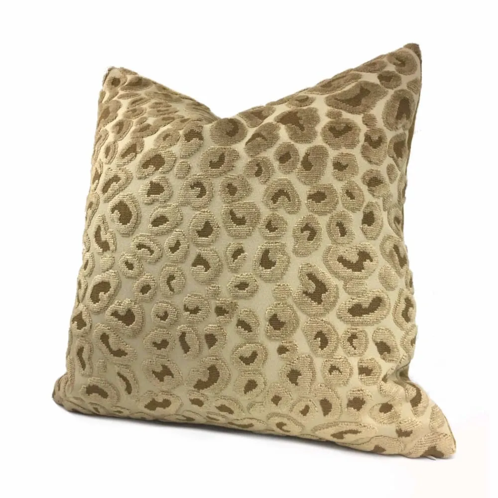 Gold Velvet Leopard Spots Cheetah Animal Pattern Texture Pillow Cover