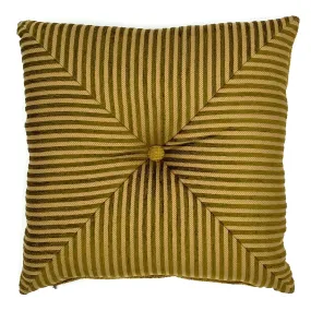 Green Retro Mitered Button-Tufted Throw Pillow 16x16