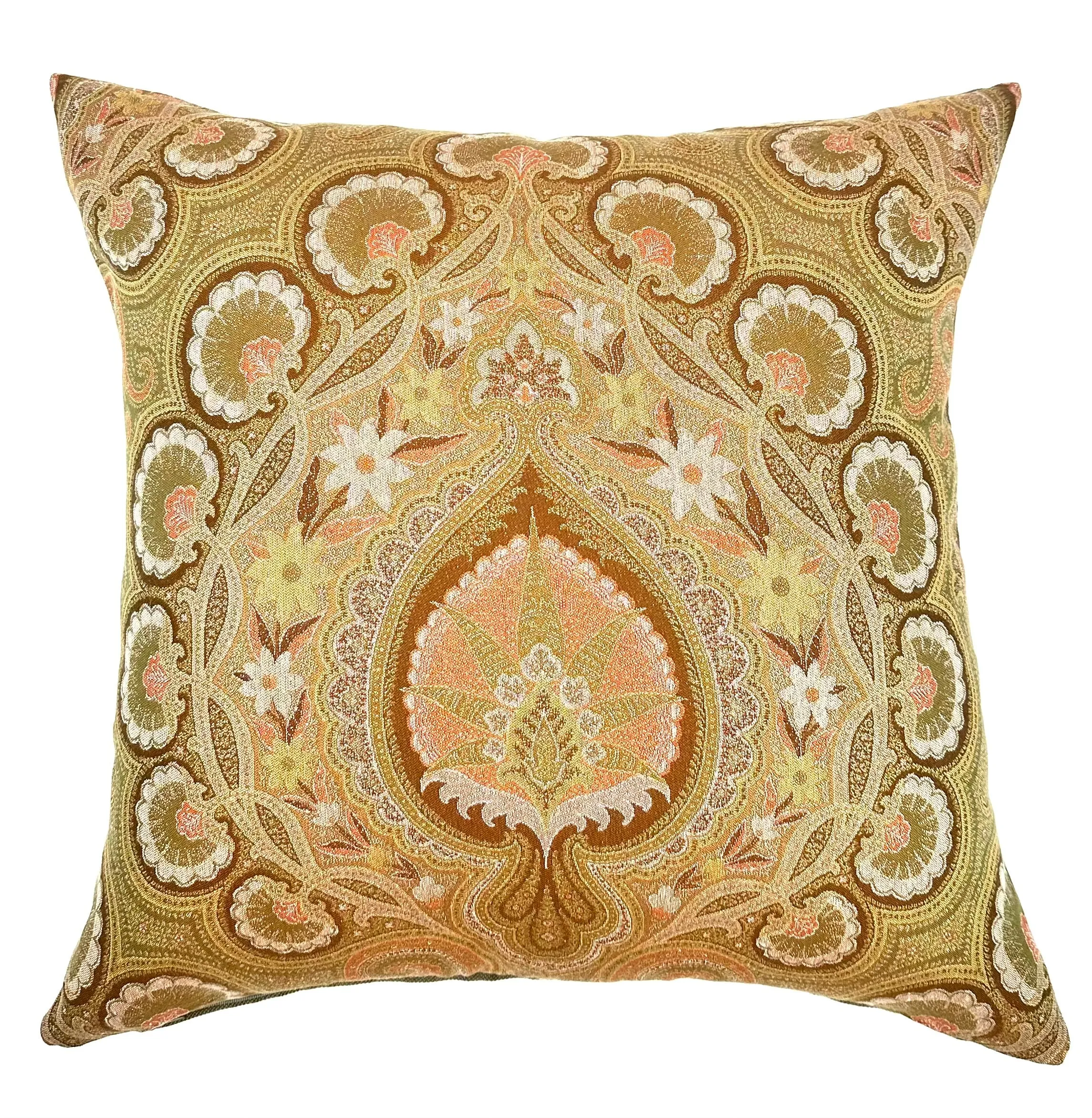 Green Traditional Damask Throw Pillow Cover 22x22