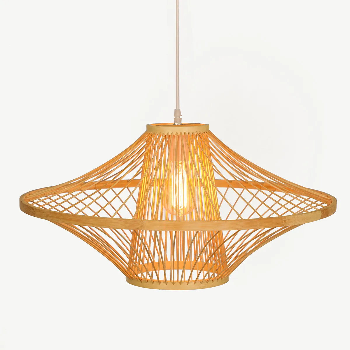 Handicraft Ceiling Light Mid-century Handmade Bamboo Lampshade Artistic Pendant Lamp Chandelier Home Decor