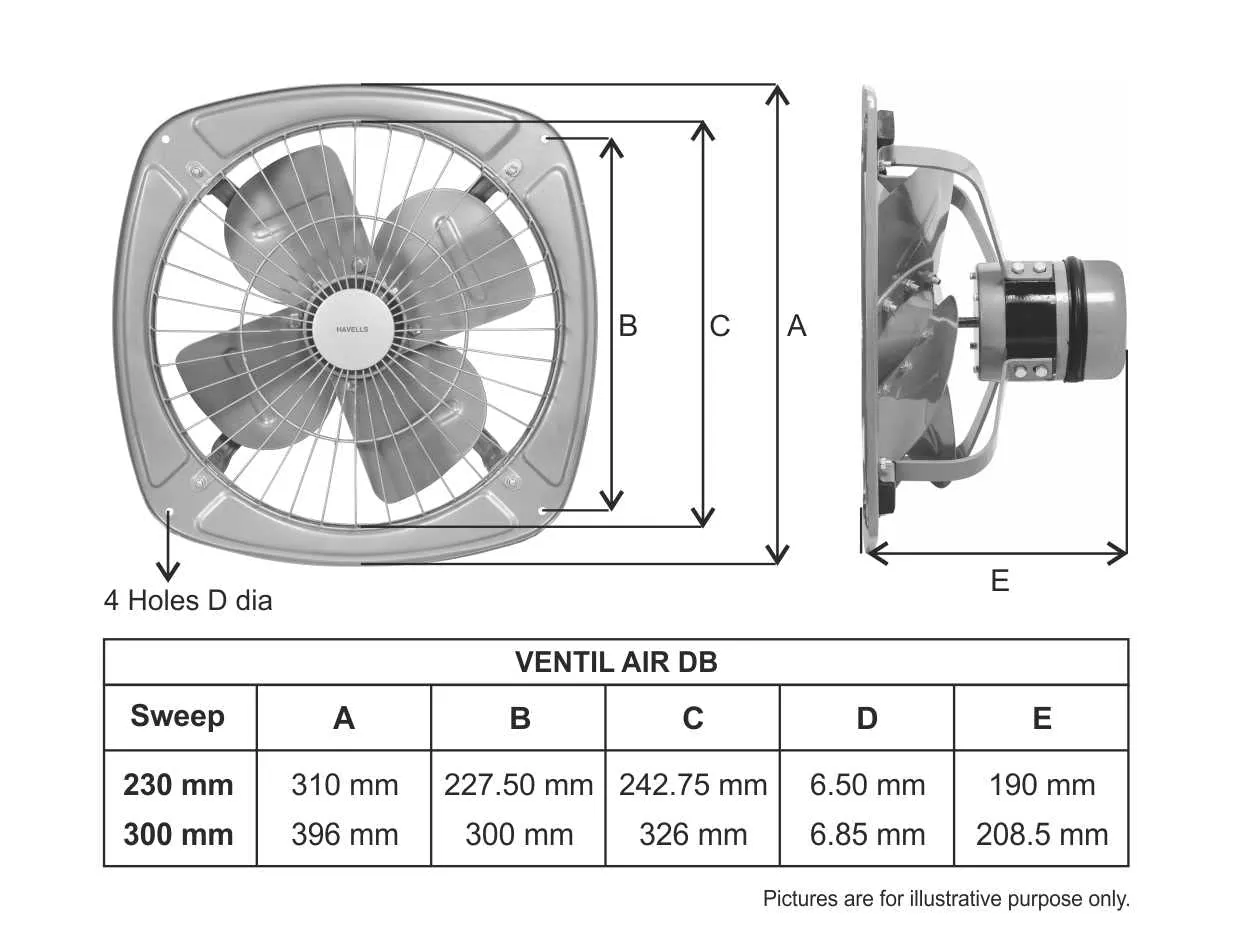 Havells Ventil Air DB 300mm Exhaust Fan| Cut Out Size: Ø12.8| Watt: 70| RPM: 1400