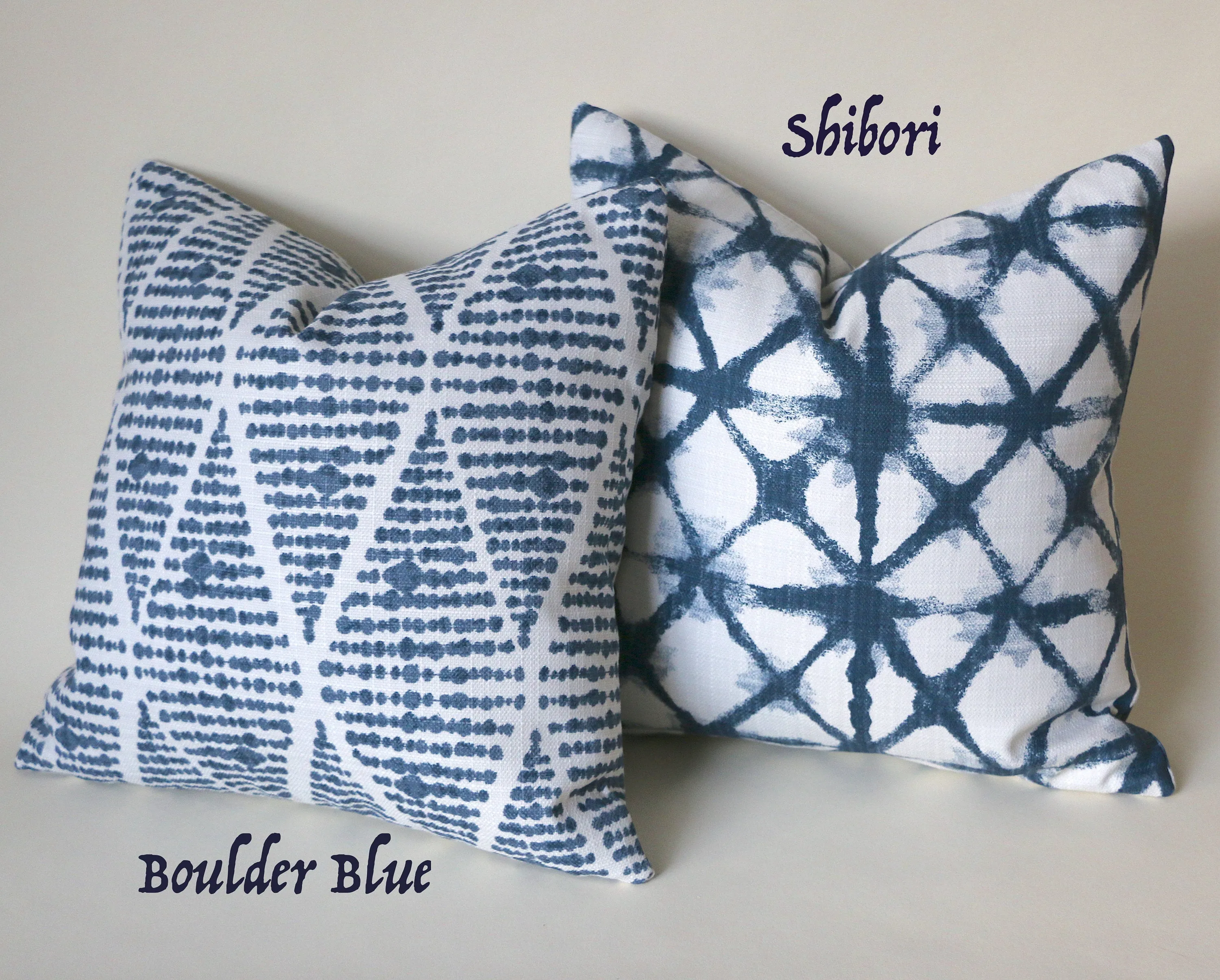 Indigo Collection: Boho Outdoor Pillow Cover / Navy Blue Patio Pillow / White Pillow Cover / Outdoor 20x20 22x22