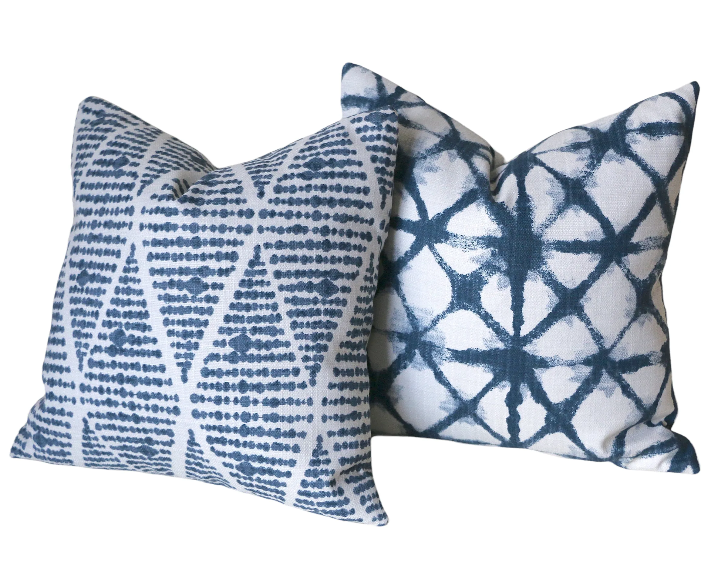 Indigo Collection: Boho Outdoor Pillow Cover / Navy Blue Patio Pillow / White Pillow Cover / Outdoor 20x20 22x22