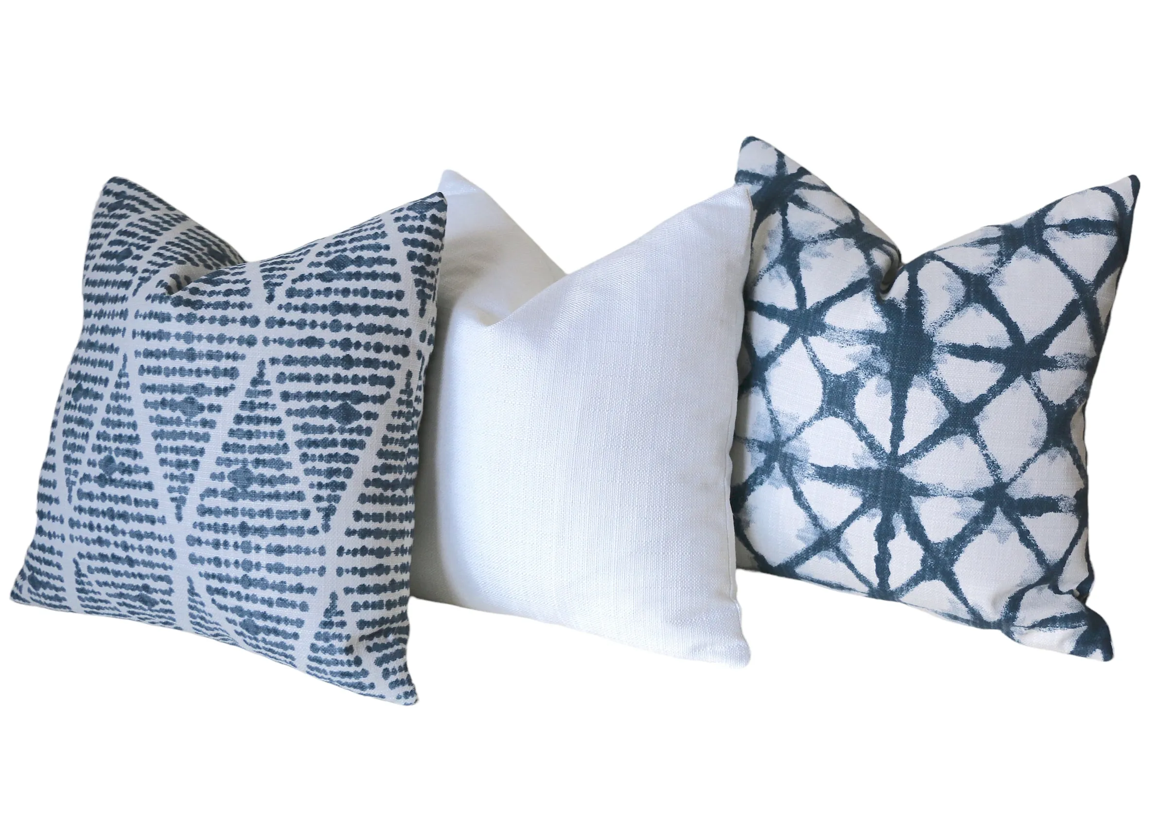 Indigo Collection: Boho Outdoor Pillow Cover / Navy Blue Patio Pillow / White Pillow Cover / Outdoor 20x20 22x22