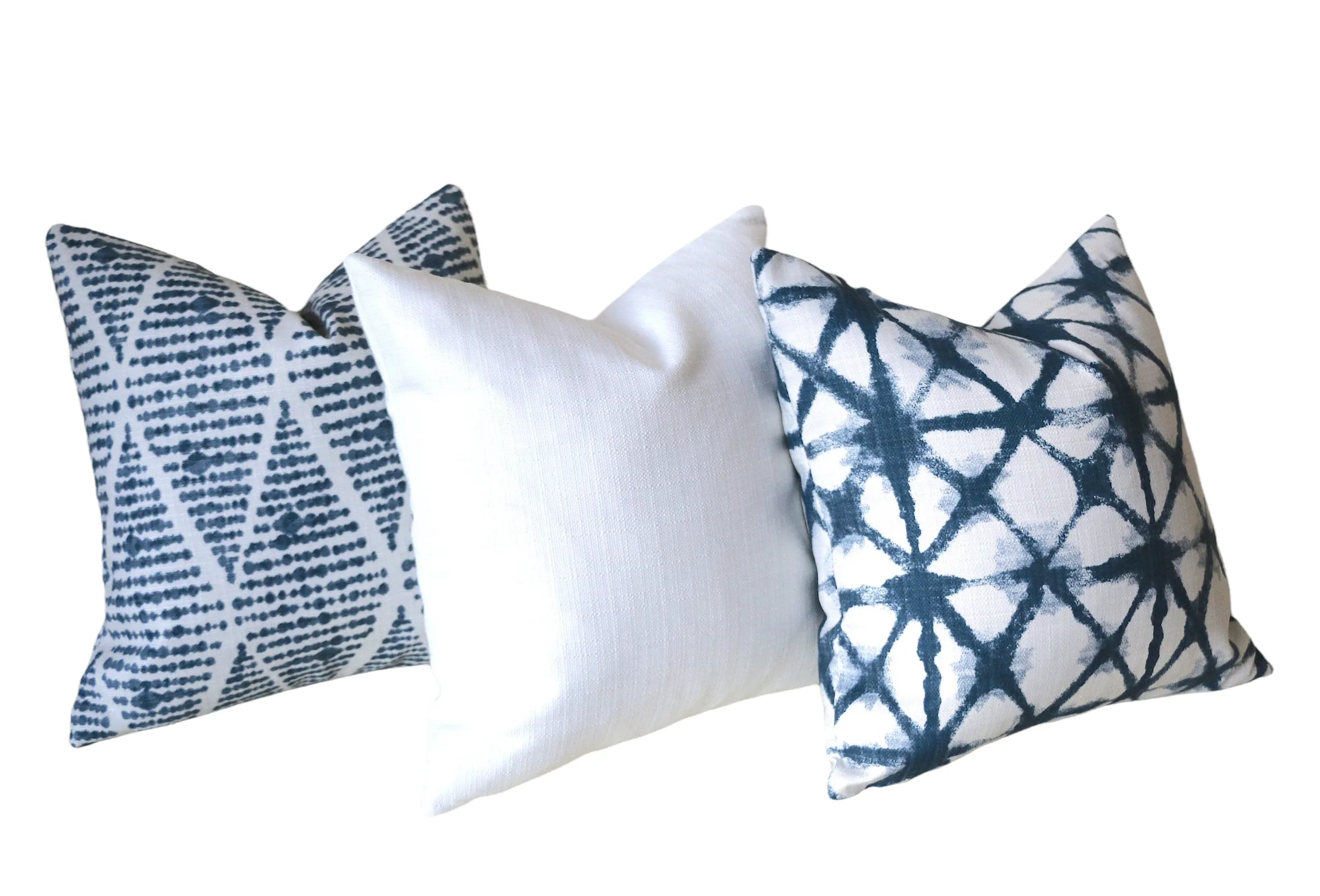 Indigo Collection: Boho Outdoor Pillow Cover / Navy Blue Patio Pillow / White Pillow Cover / Outdoor 20x20 22x22