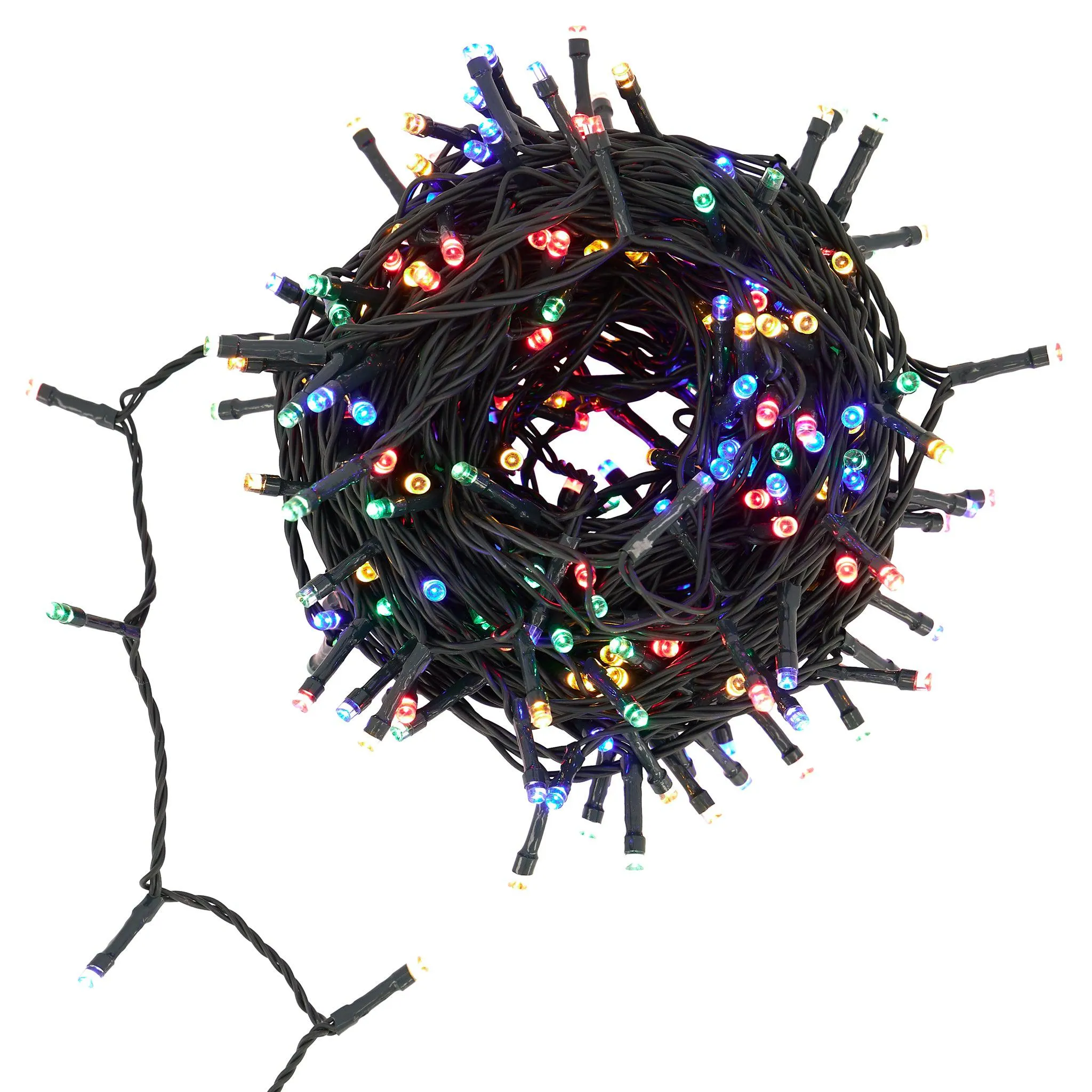 Indoor/Outdoor 8 Function LED Waterproof Fairy Lights with Green Cable (800 Lights - 60M Cable) - Multicoloured