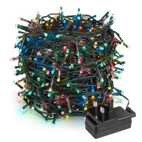 Indoor/Outdoor 8 Function LED Waterproof Fairy Lights with Green Cable (800 Lights - 60M Cable) - Multicoloured