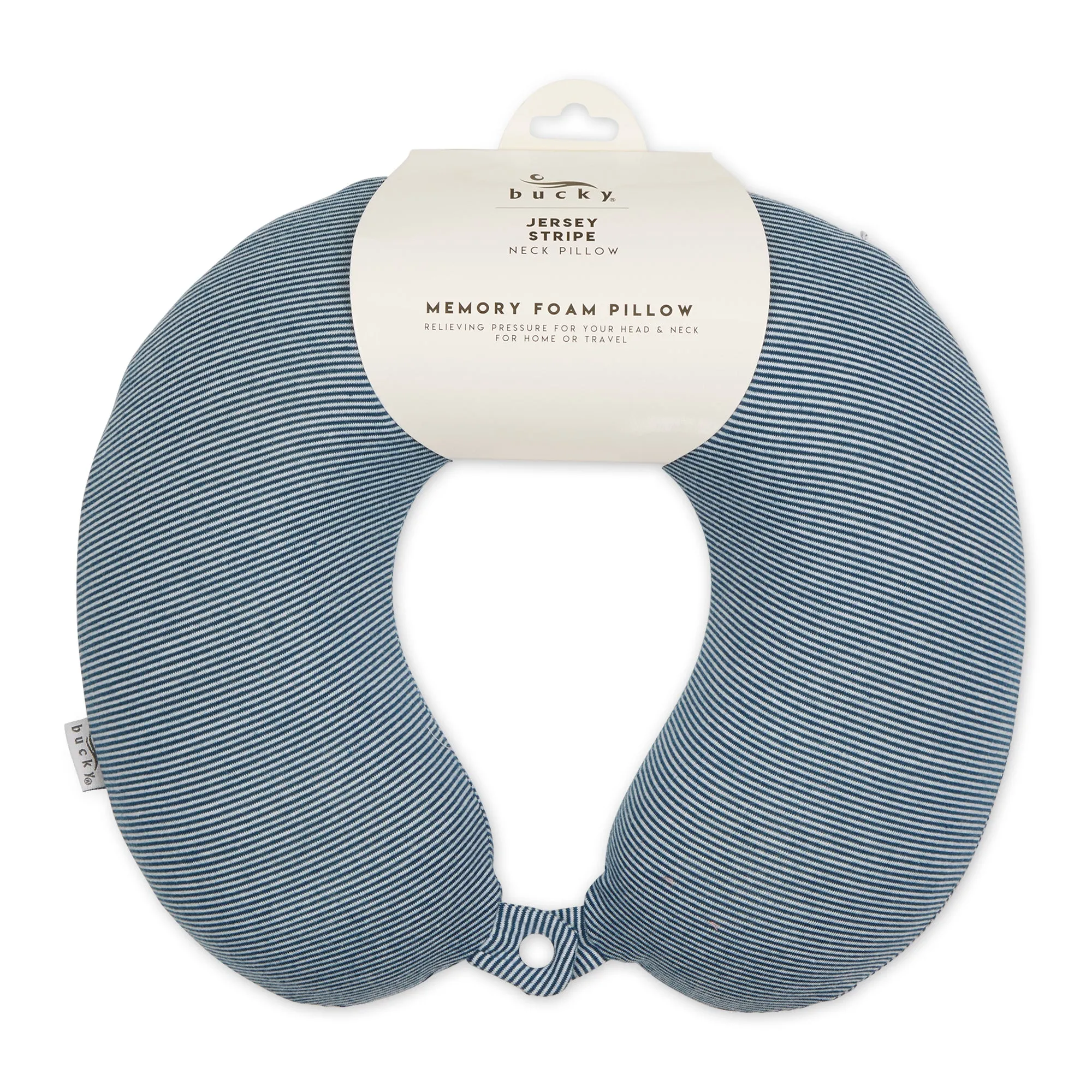 Jersey Stripe - Memory Foam Neck Pillow - Navy Stripe