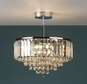 Laura Ashley Vienna, Semi Flush Crystal Ceiling Light, Chrome (Small) - ID 11337