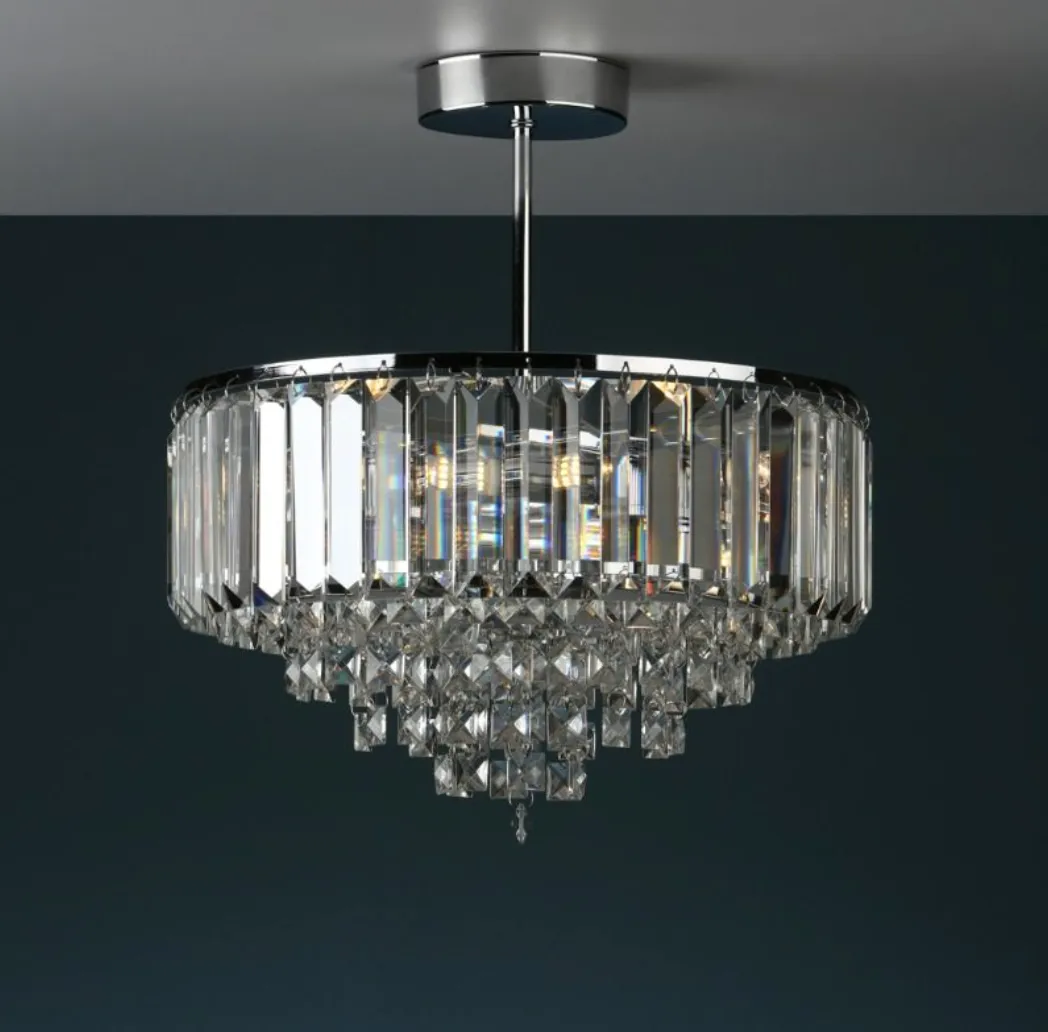 Laura Ashley Vienna, Semi Flush Crystal Ceiling Light, Chrome (Small) - ID 11337