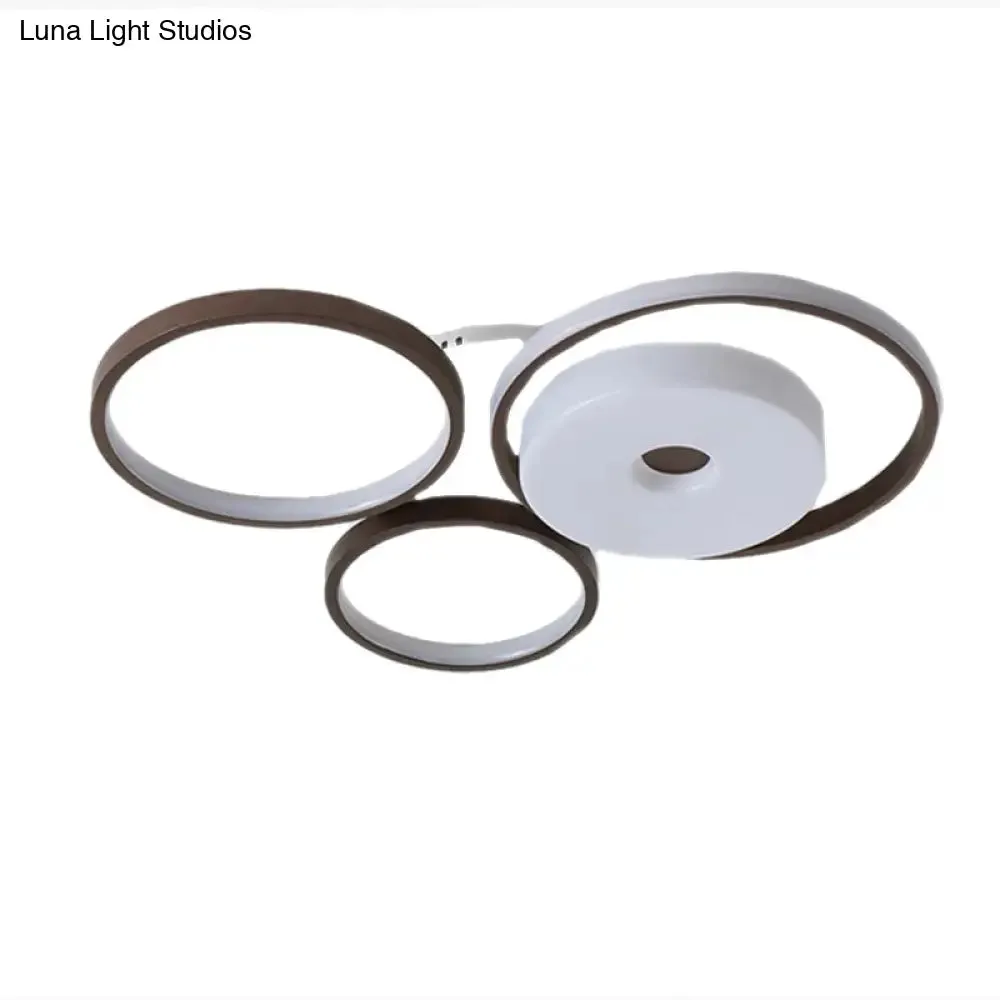 LED Coffee Flush Mount Ceiling Light with Minimal Acrylic Shade in White, 16"/19.5" Wide