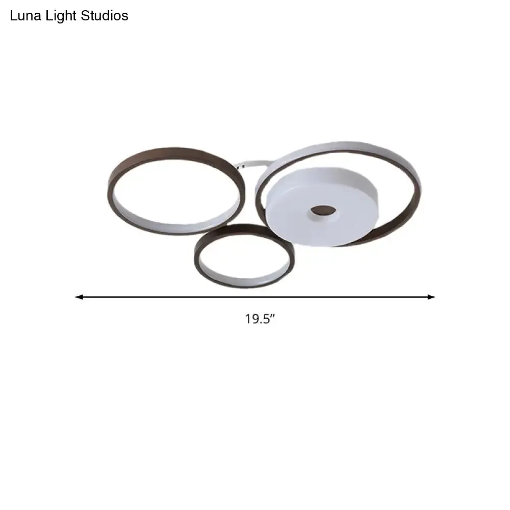 LED Coffee Flush Mount Ceiling Light with Minimal Acrylic Shade in White, 16"/19.5" Wide