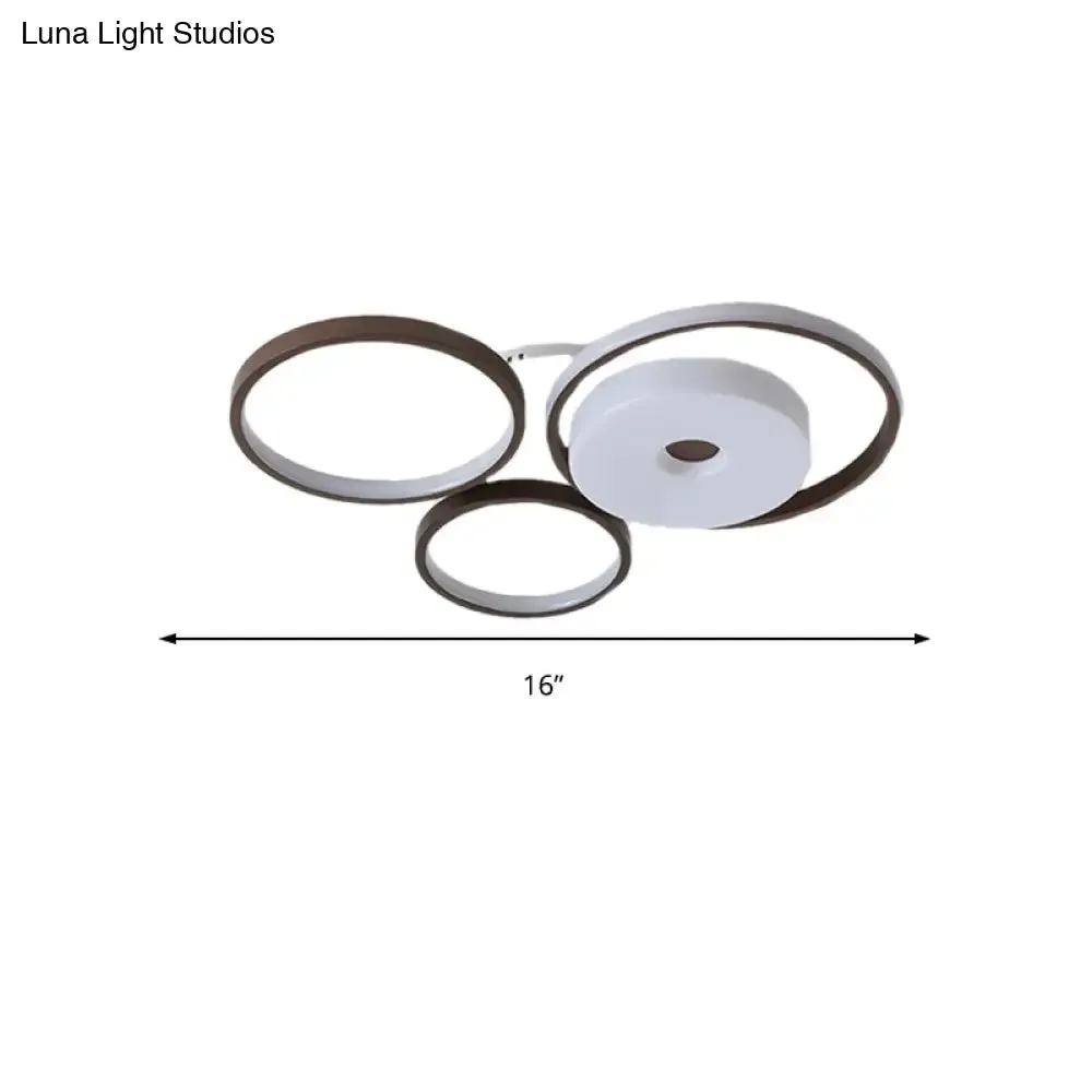 LED Coffee Flush Mount Ceiling Light with Minimal Acrylic Shade in White, 16"/19.5" Wide