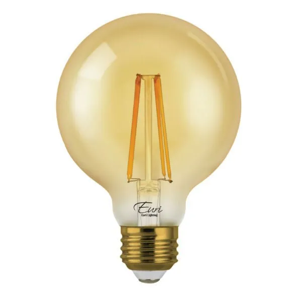 LED Filament Edison Light Bulb - G25 Globe - 7 Watt - Amber - 2200K