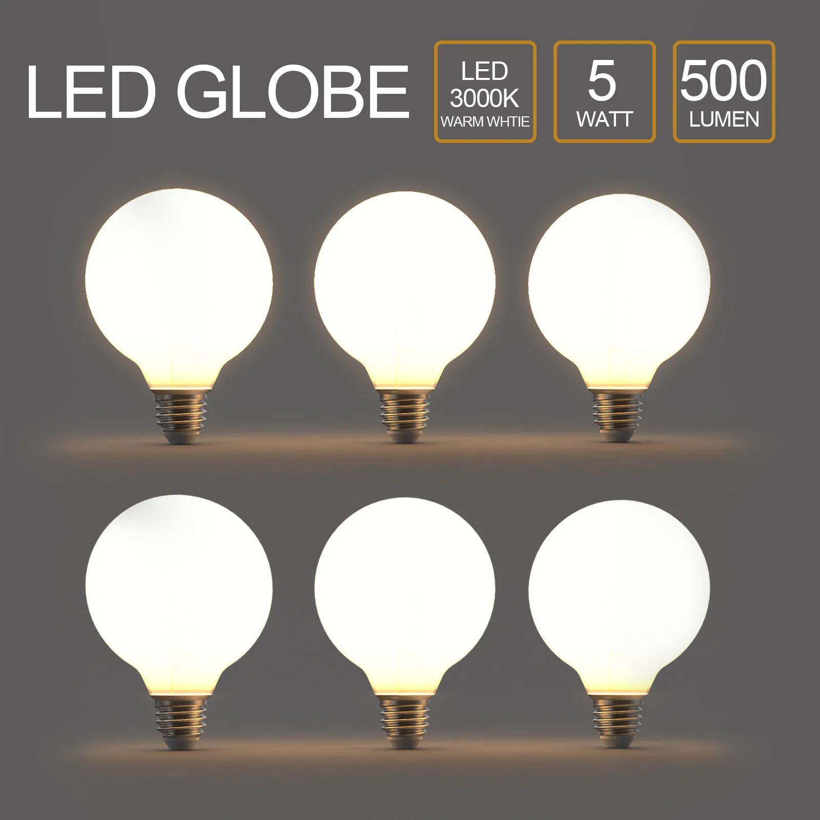 LED G80 Bulb Globe Shape Full Glass 5W E27 2700K Warm White