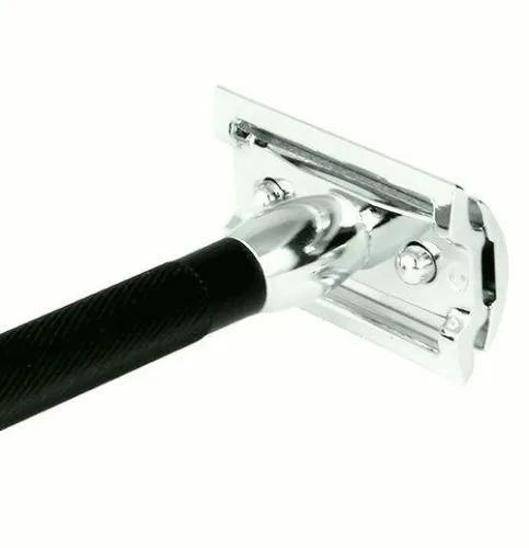 Merkur 20C Classic Double-Edge Safety Razor, Extra-Long Matte Black Handle