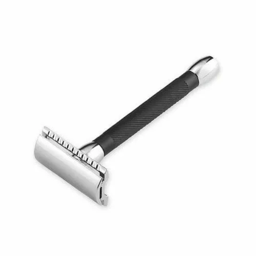 Merkur 20C Classic Double-Edge Safety Razor, Extra-Long Matte Black Handle