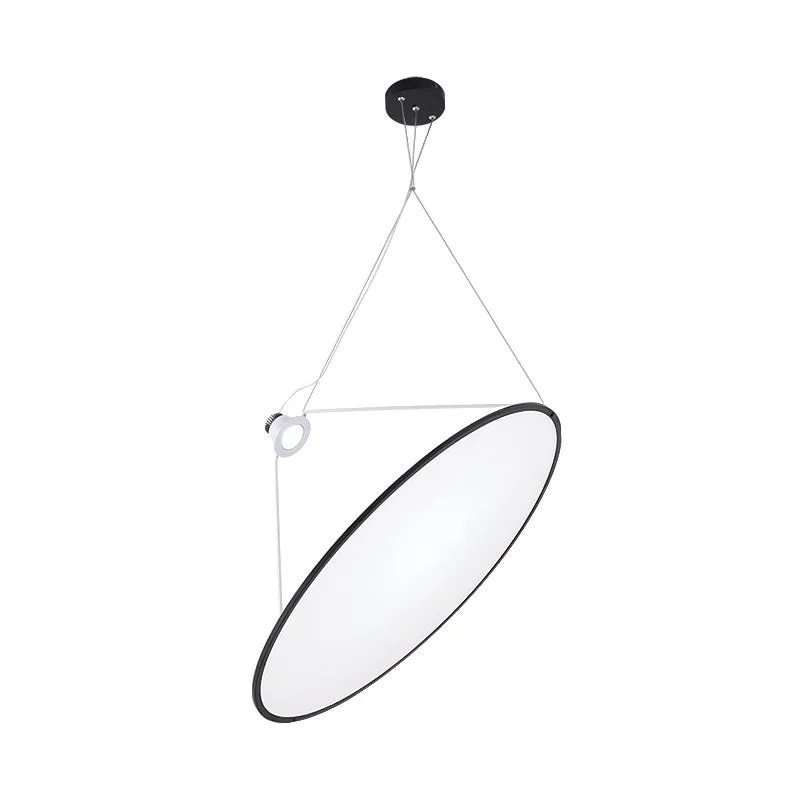 Minimalist Black Oval LED Acrylic Chandelier with Warm Lighting for Ceiling