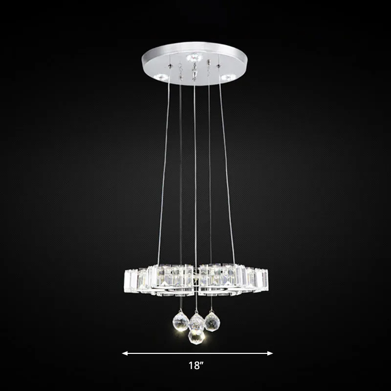 Minimalist LED Crystal Chandelier: Chrome Floral Dining Room Hanging Lamp