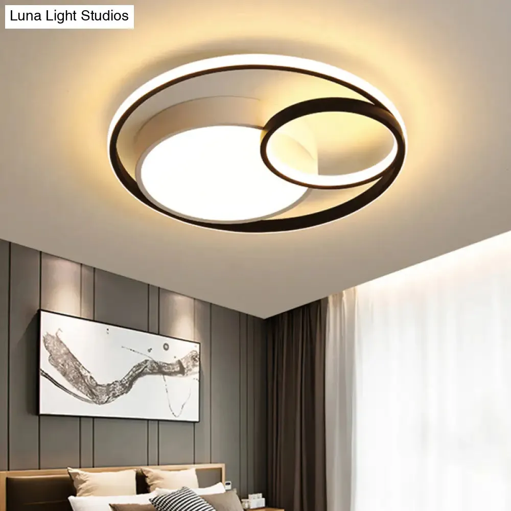 Modern Acrylic Ring Flushmount LED Ceiling Light in Gray/White/Black with Warm/White/3 Color Lighting"